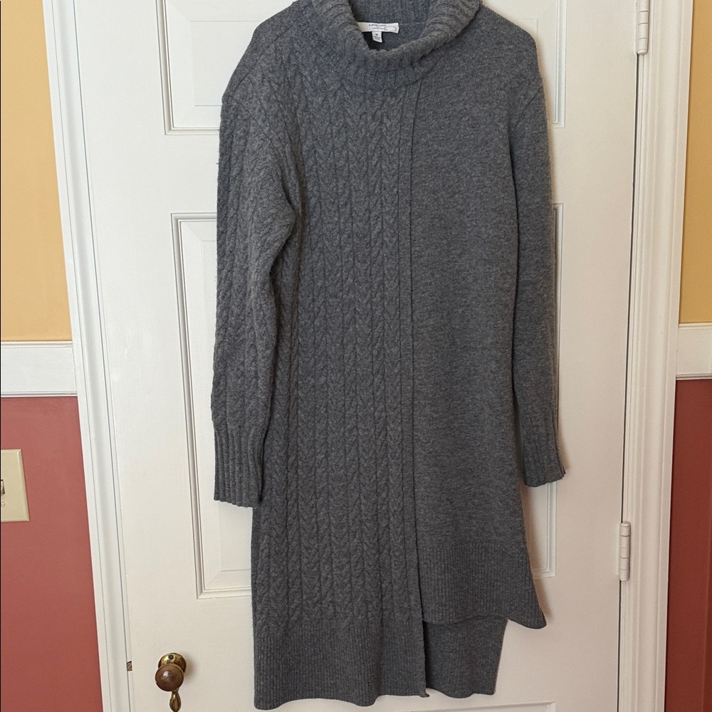 Eudon Choi Collective Gray Cable Knit Turtleneck Sweater Dress